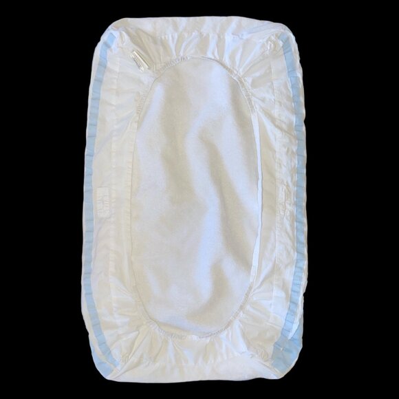 Pottery Barn Kids White & Blue Changing Pad Cover With Elasticized Corners & Rib - Picture 6 of 8